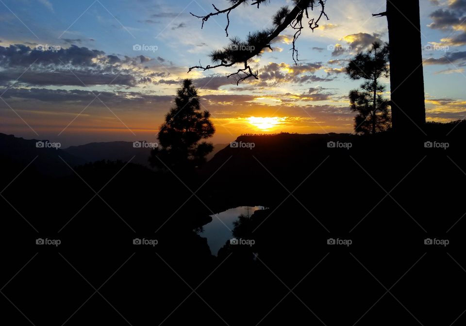 Sunset, Landscape, Silhouette, Light, Backlit