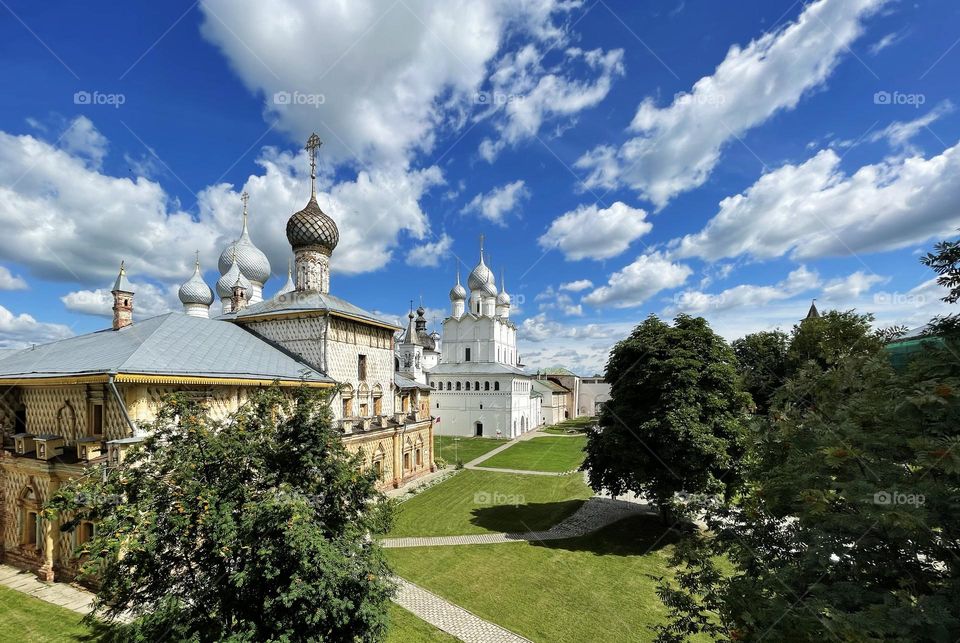 The temple against the blue sky