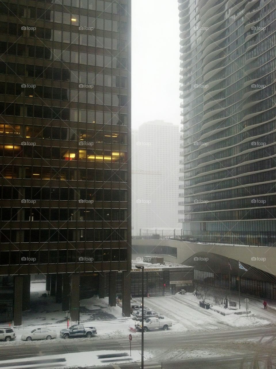 Frozen skyscrapers, Chicago, IL.