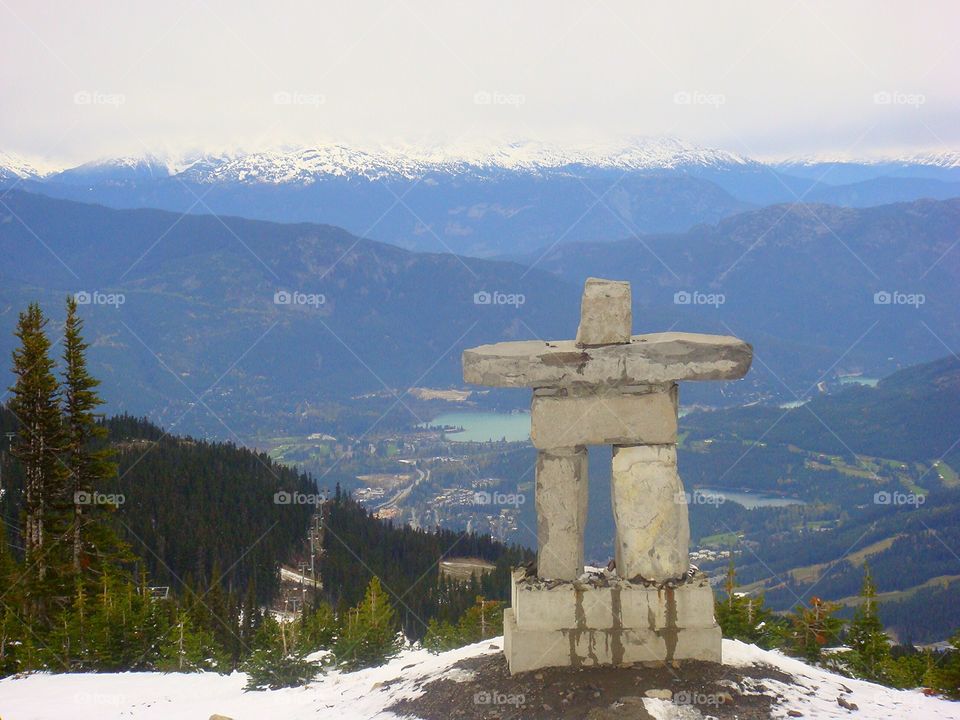 Statue overlooking the valley in Whistler