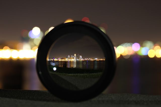 Illuminated city at night