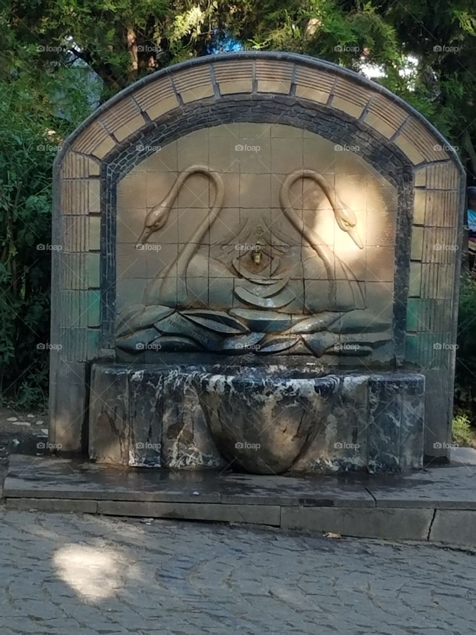 swan water fountain in kuğlu park in Ankara Turkey