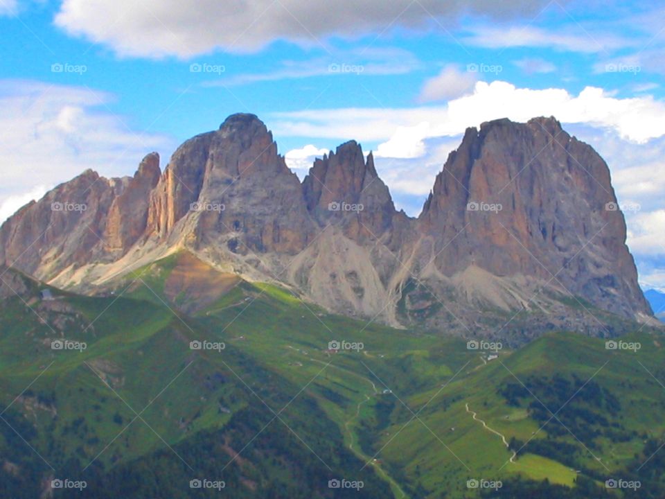 High mountains,Alpes. A sight from Val Gardena,Alpes,Italy