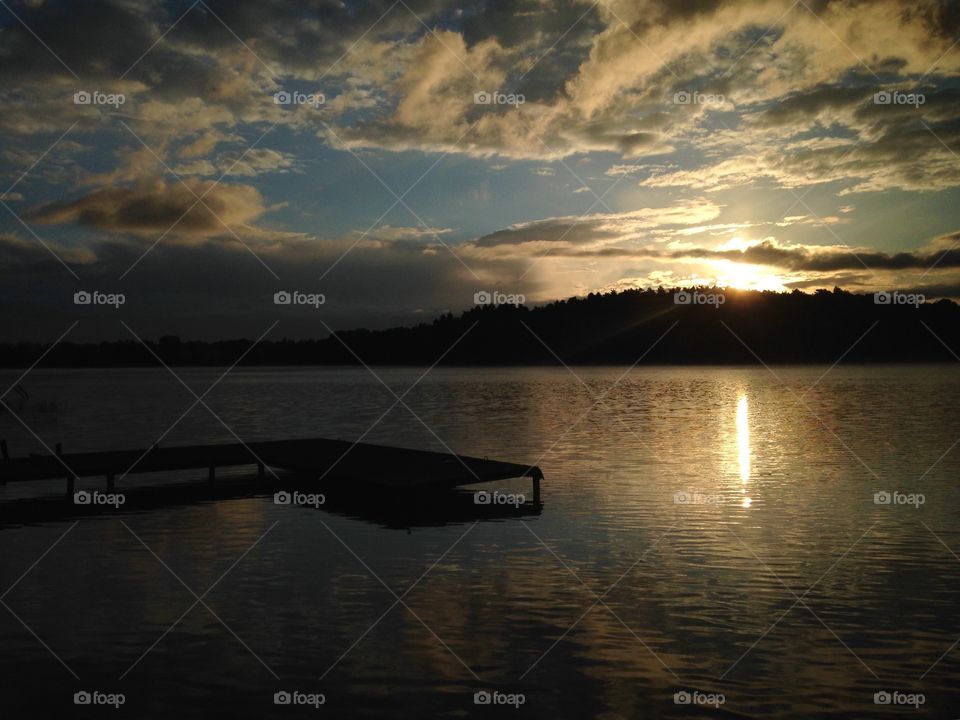 Beautiful sunrise over the lake in polish countryside 