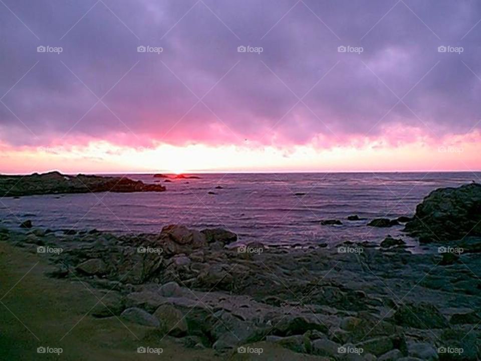 Purple sky over sunset 