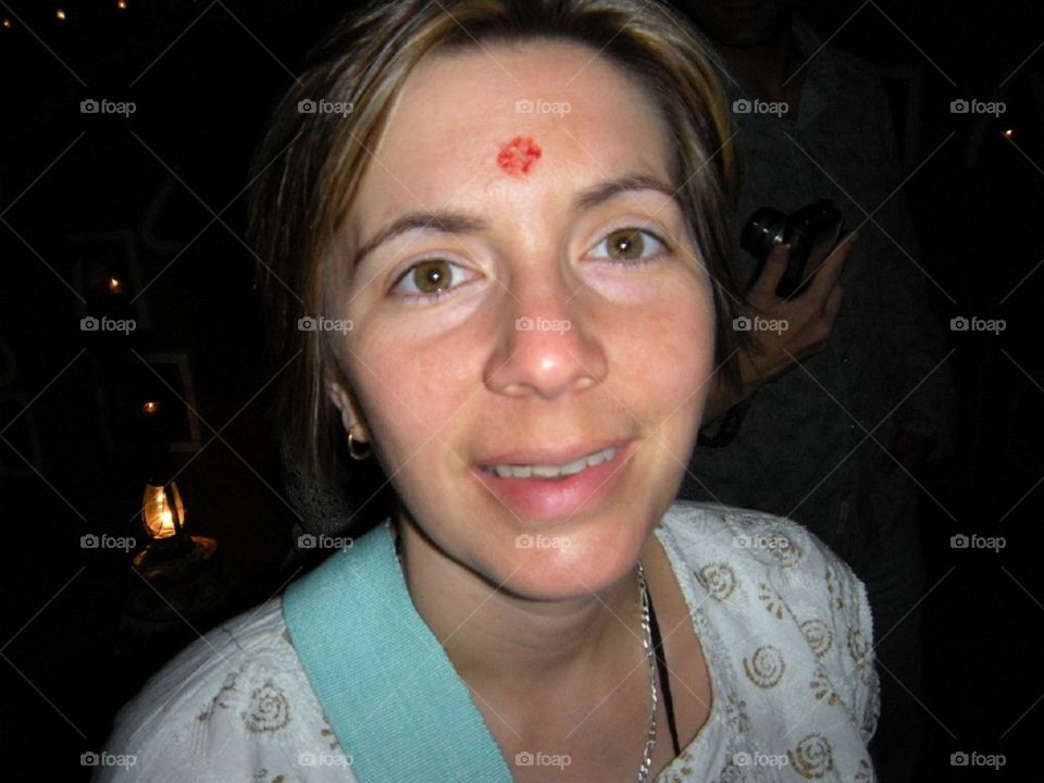 Selfie of myself in India with a bindi, Jaipur, India