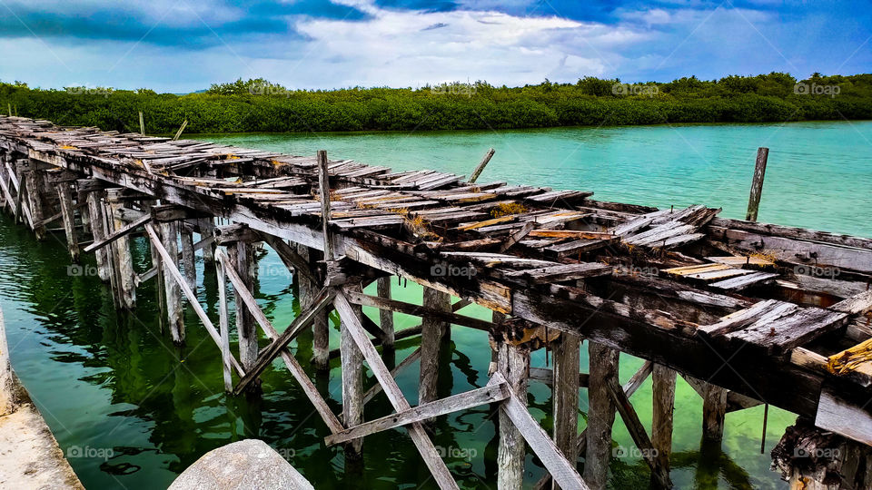 Old bridge Sian Kaan Mexico