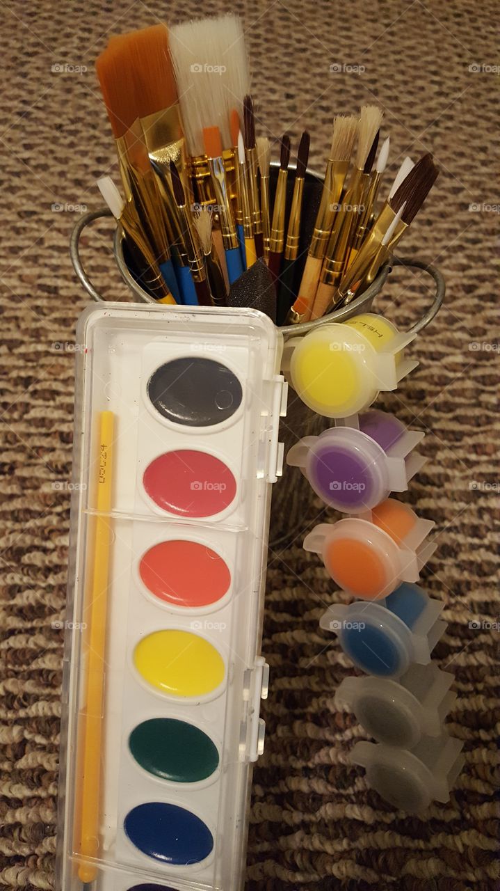 paints and brushes