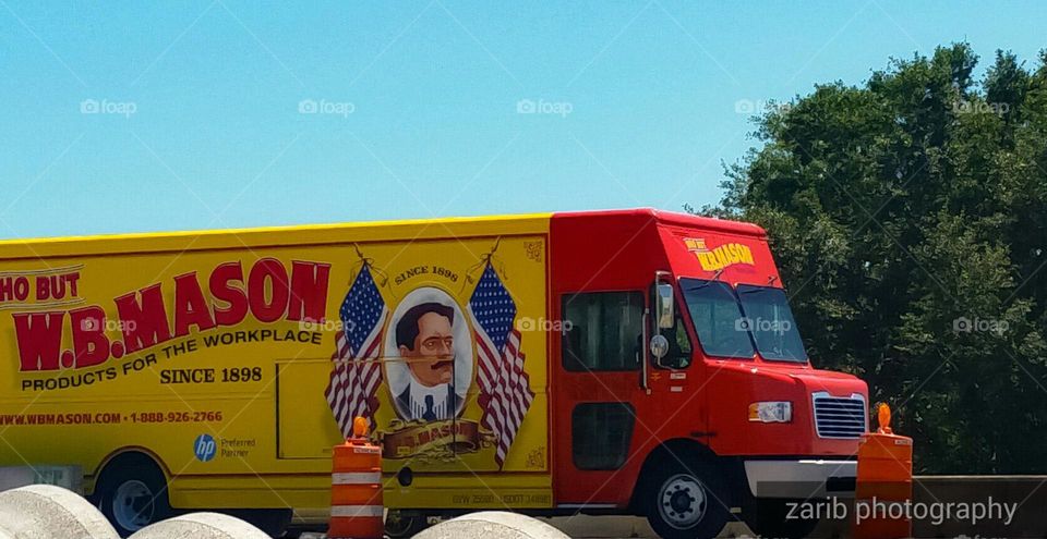 advertising truck in the traffic congestion