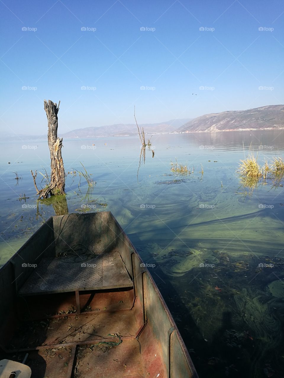 Fishing Boat on Er Hai Lake in Dali, Yunnan Province, China