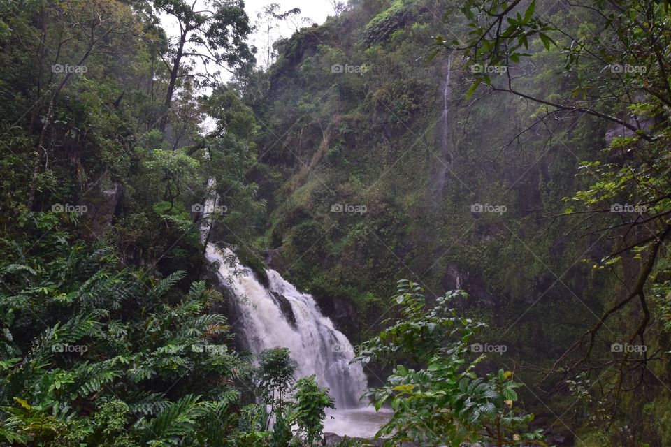Waterfall on Road to Hana in Maui, Hawaii