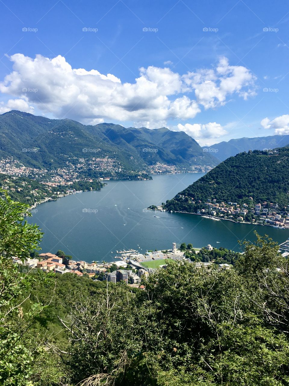 Como lake and the city from Spina Verde regional park