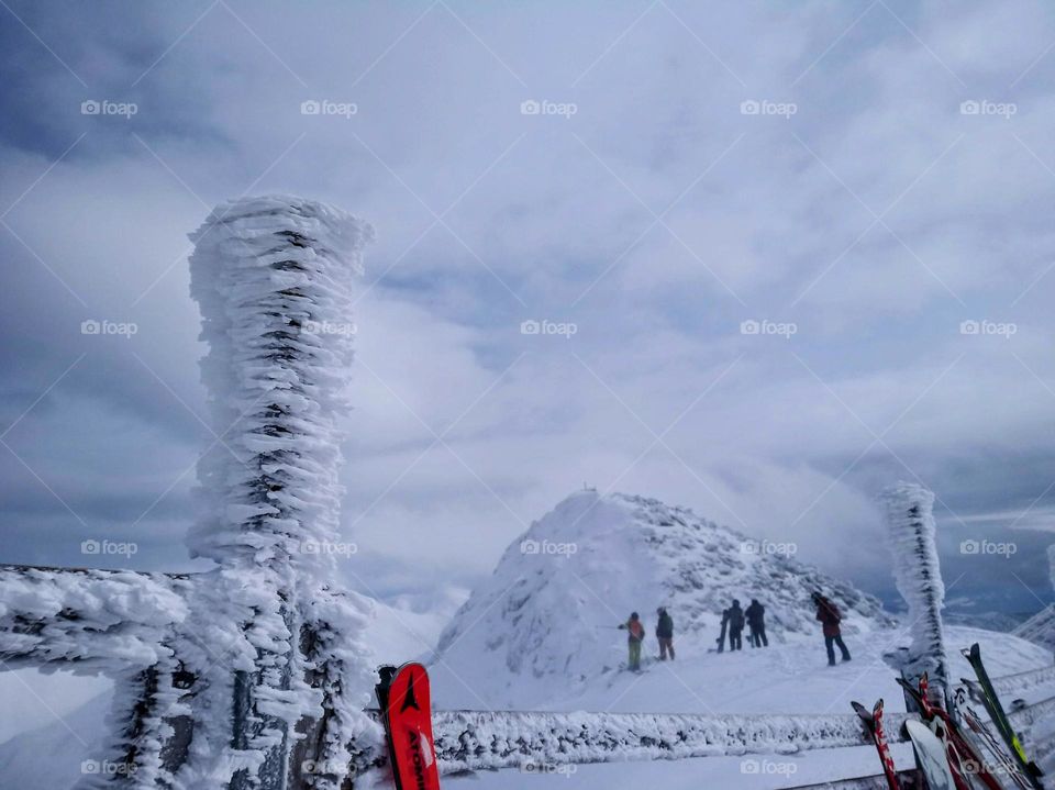 Vacation series: Mountains.  Slovakia, snow-capped mountains, storm, icing, mountains. Peak.