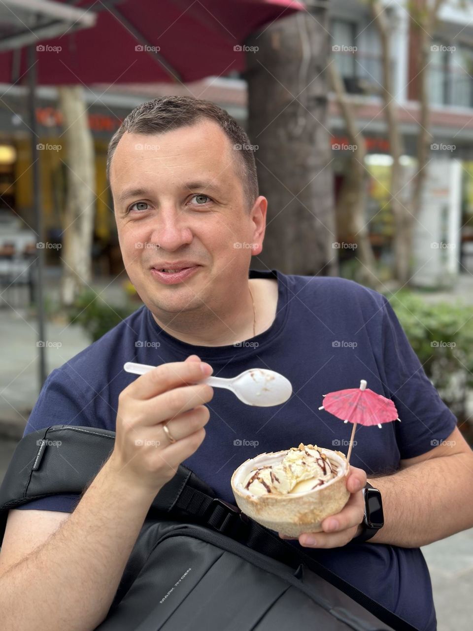 Lifestyle portrait of happy man