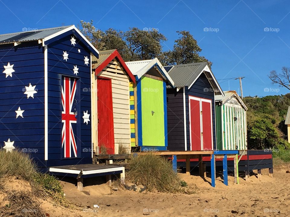 Beach , Seaside , Box , Australia , Mornington , Melbourne , Southern Cross , Flag  , Summer , Travel , Australian Flag , Multicolour , Sand