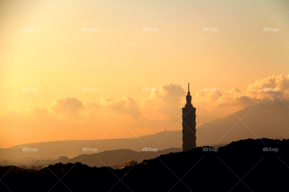 mountain sunset orange trees by mathsonlee