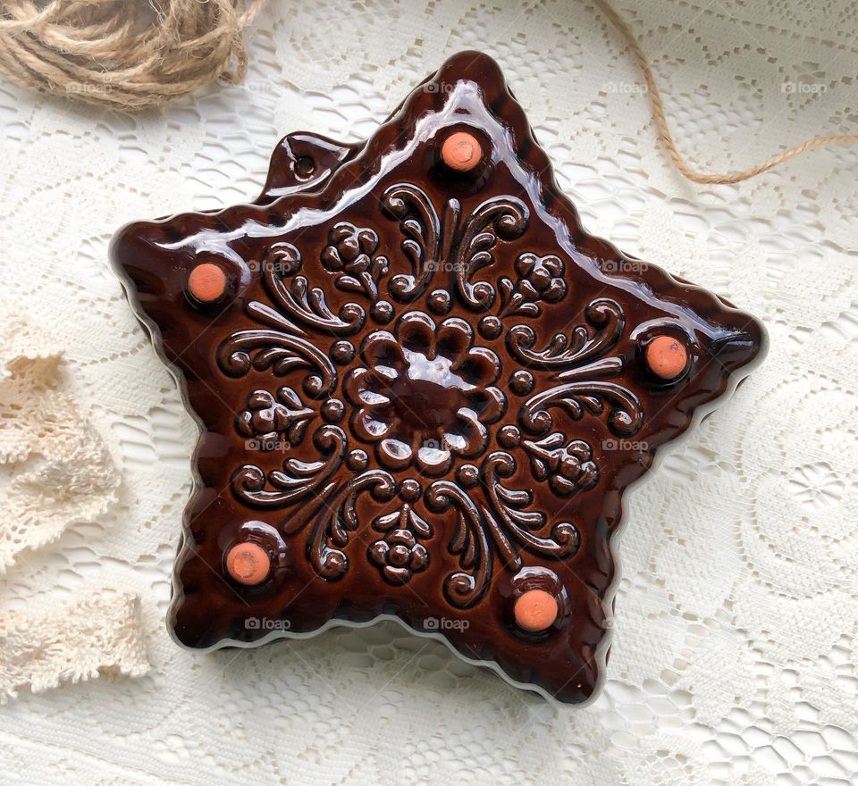 Vintage ceramic wall shape for baking in the form of a star