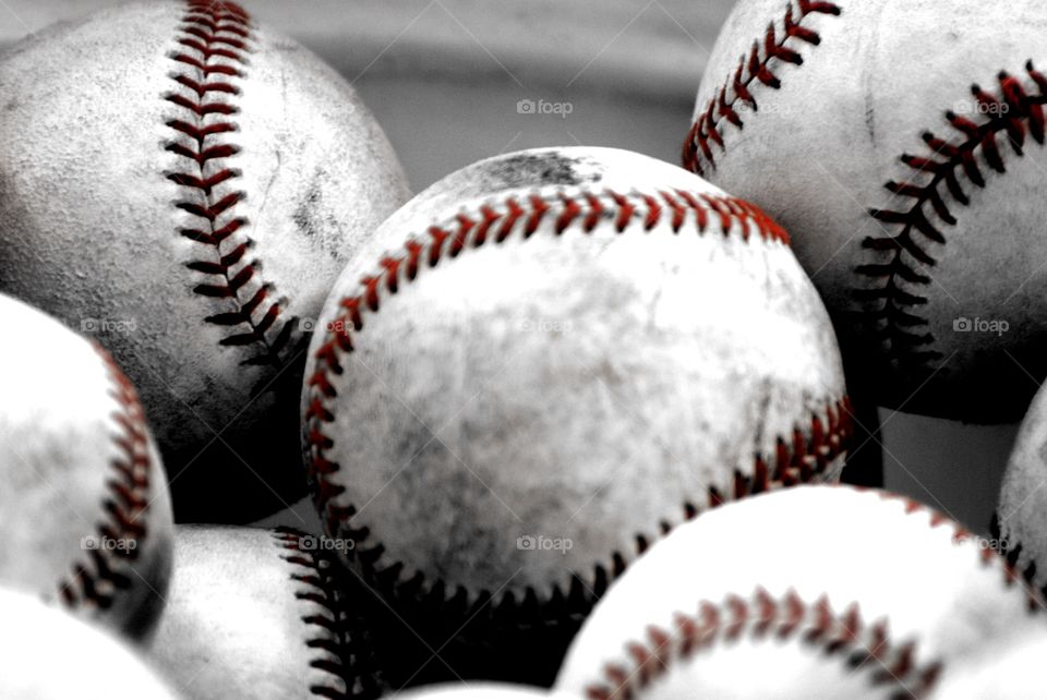 Close up baseballs