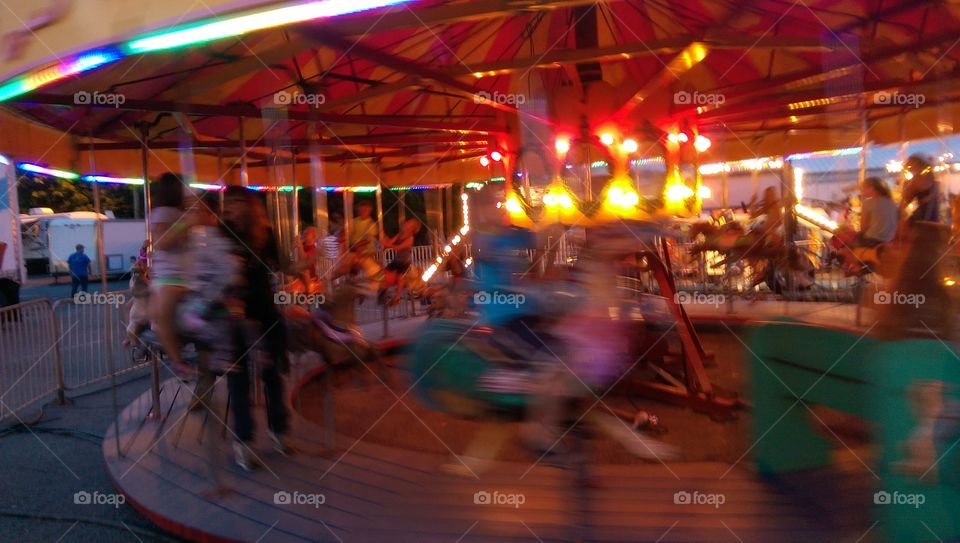 Blur, Carousel, People, Motion, Light
