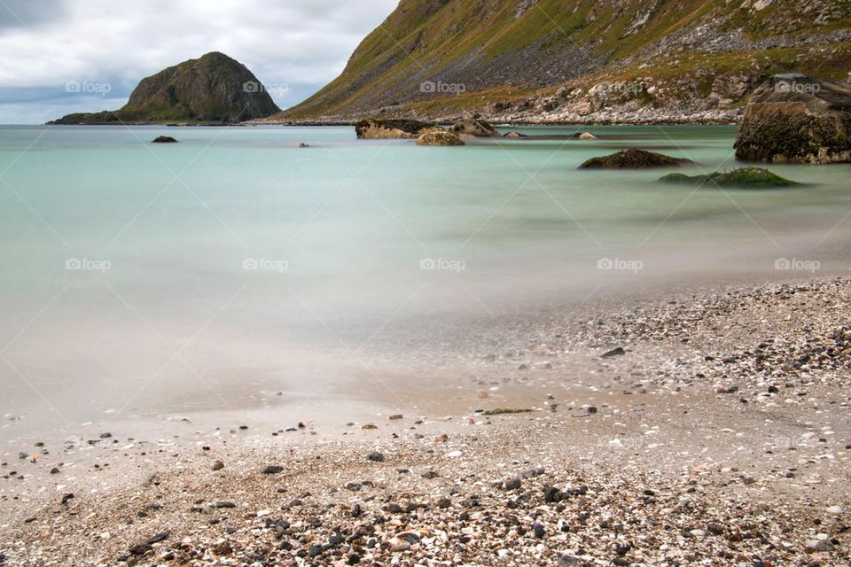 View of Haukland beach, Lofoten, Norway