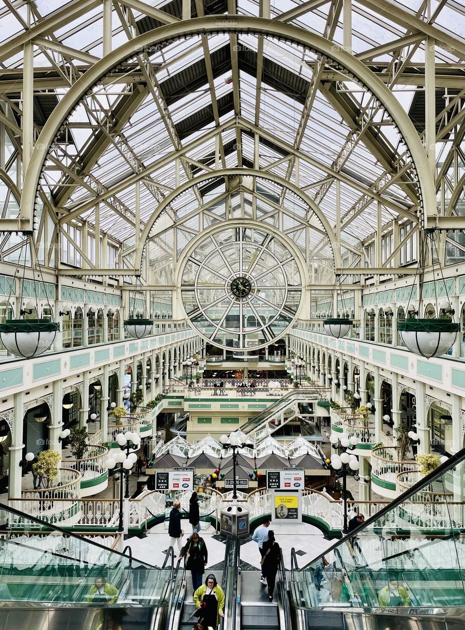 The unique architecture of the St. Stephen’s Green Shopping Centre in Dublin, Ireland.