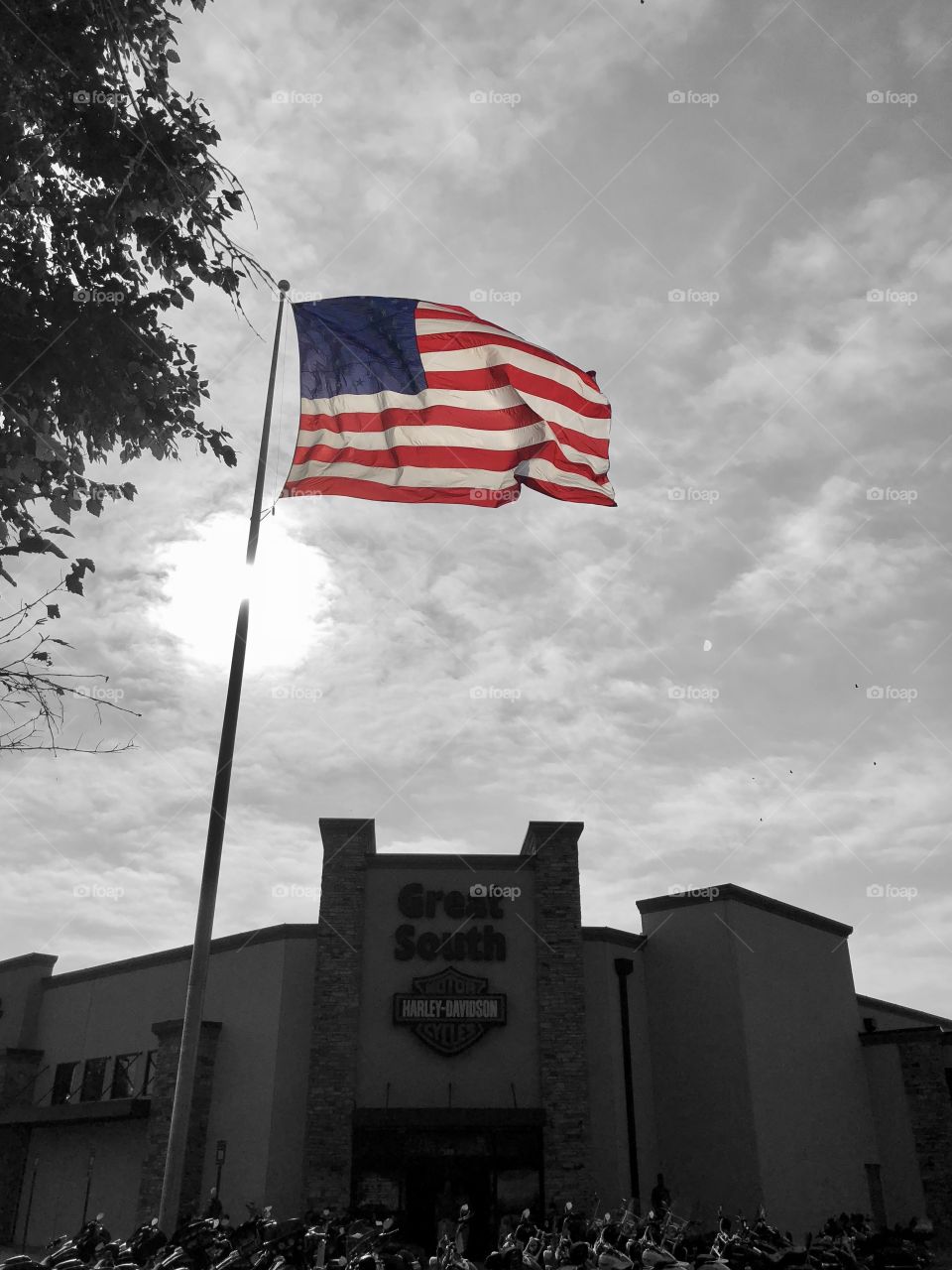American Flag at Harley dealer