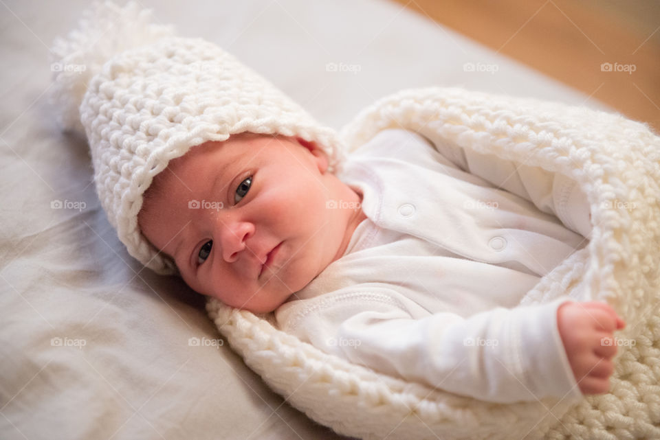 High angle view of newborn baby