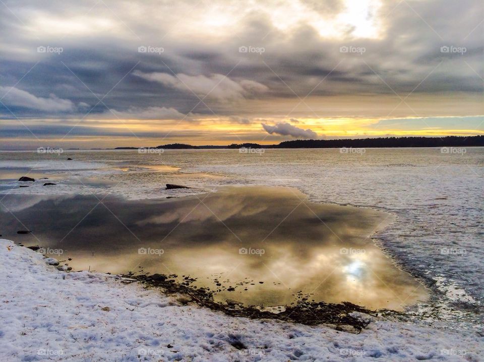 High angle view of winter landscape