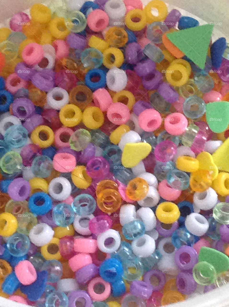 Up close photo of Colorful beads for arts and crafts supplies. 