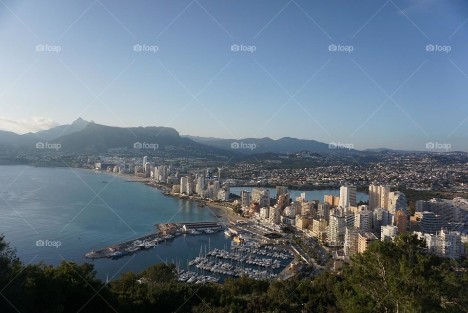 City#view#sea#lake#buildings#mountains#port