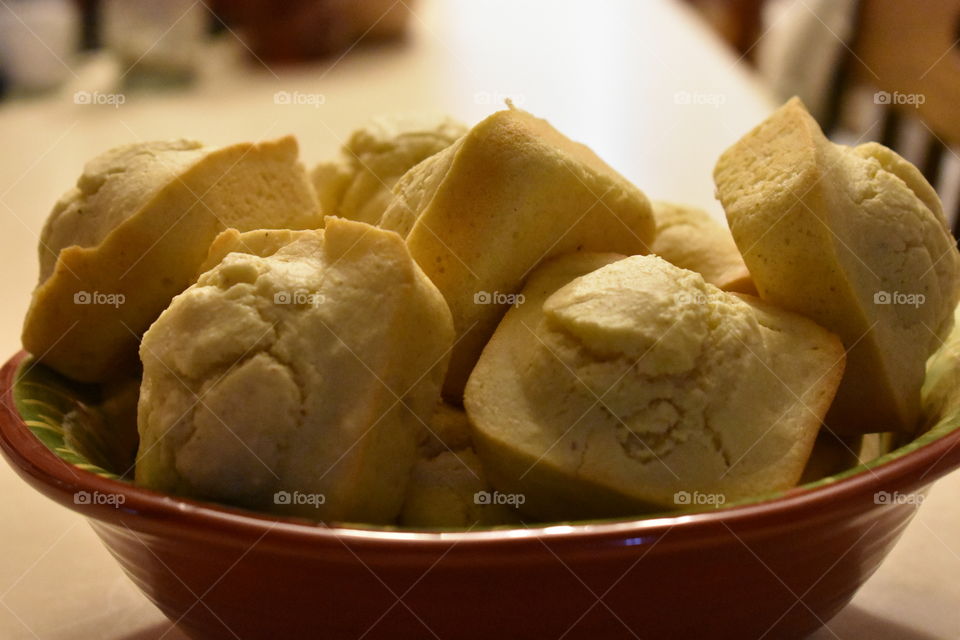 a bowl of cornbread