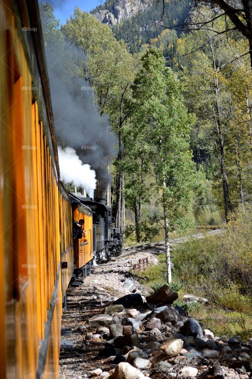 This train was built in 1925. It is traveling on tracks laid in 1881 and 1882 connecting Durango and Silverton. 