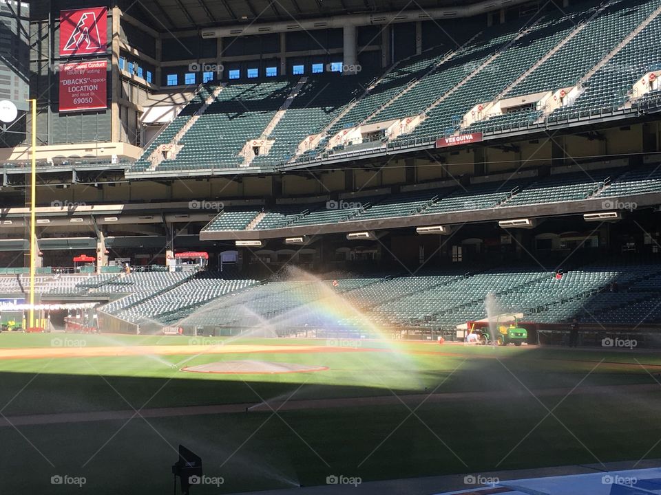Rainbow over the baseball field in Arizona 