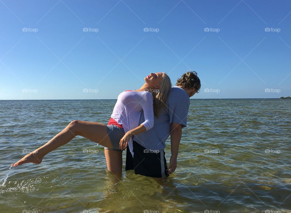 Couple enjoying in sea