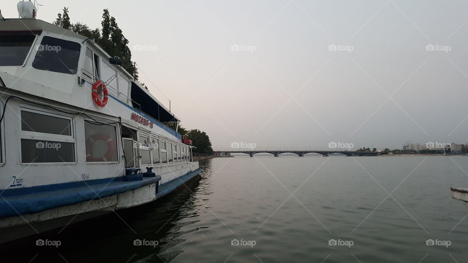 Ship on river