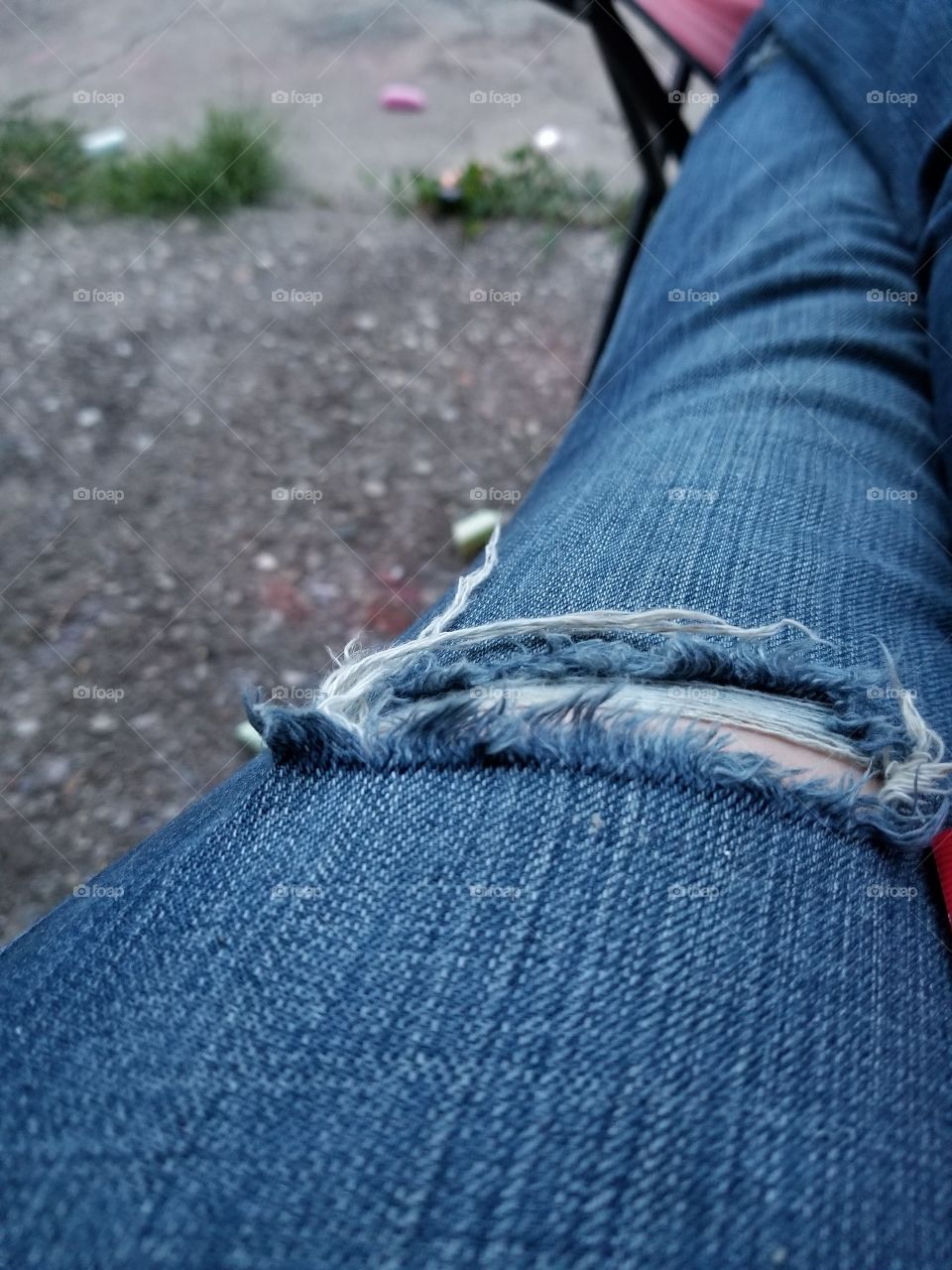 ripped blue jeans