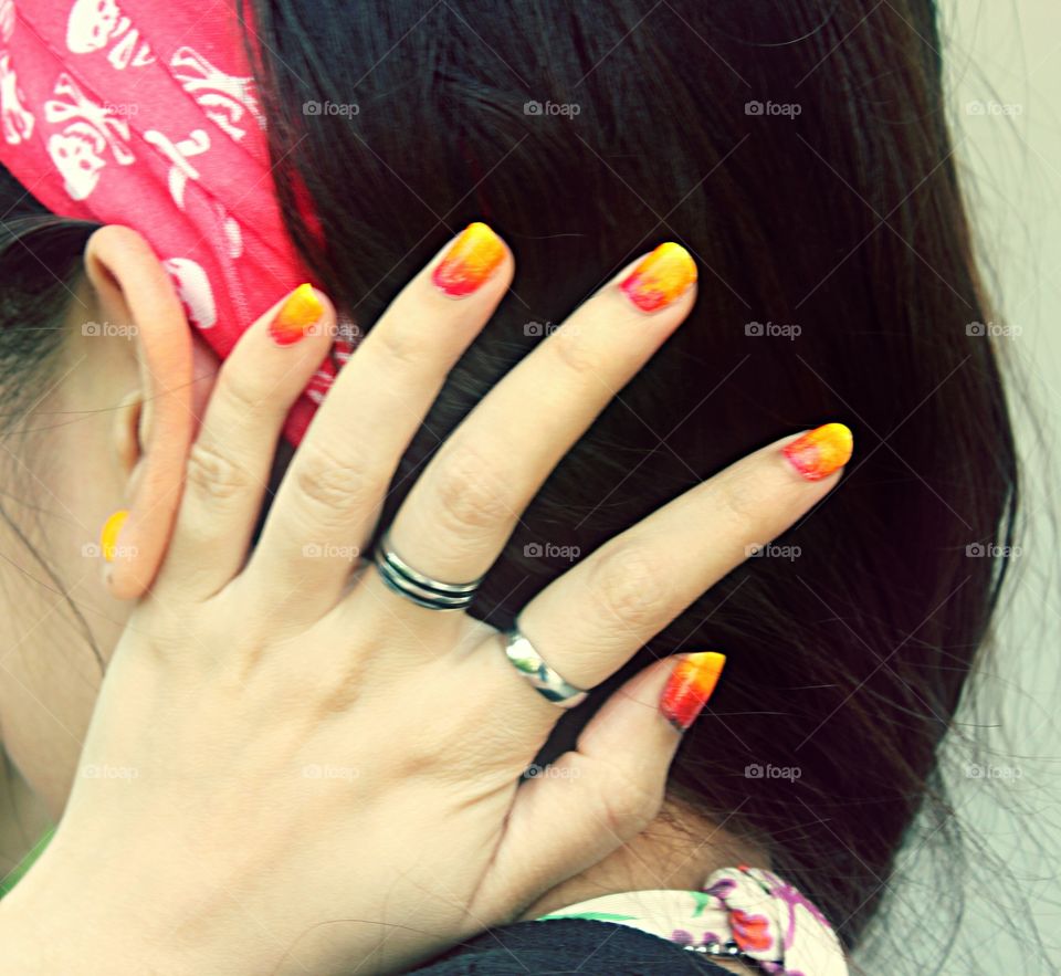 Fire colored nails