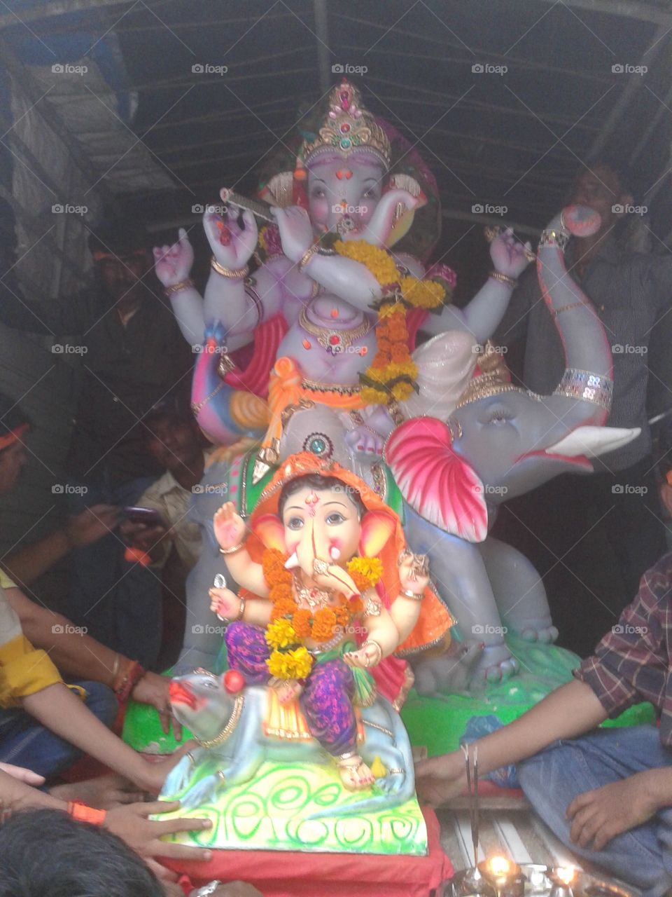 this is statue of Lord Ganesha son of Lord Mahadev Shankar. this festival is very famous in Maharashtra, India.