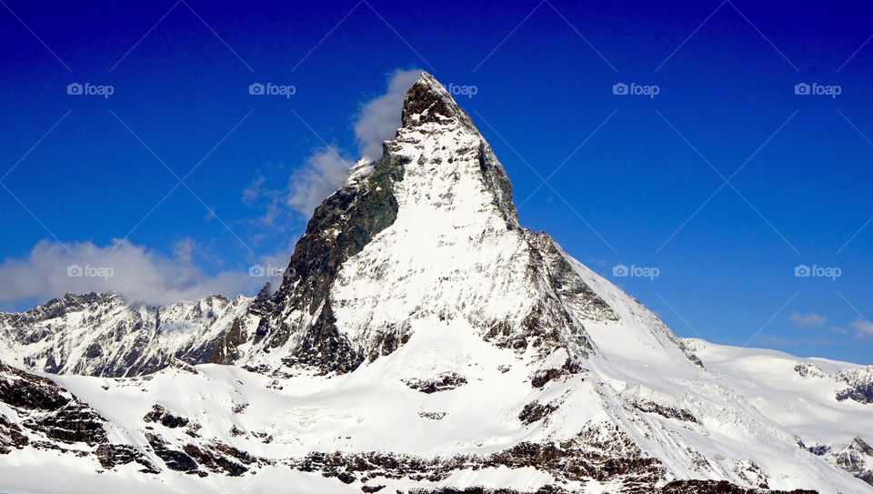 Matterhorn triangle peak snow mountain, zermatt, switzerland winter