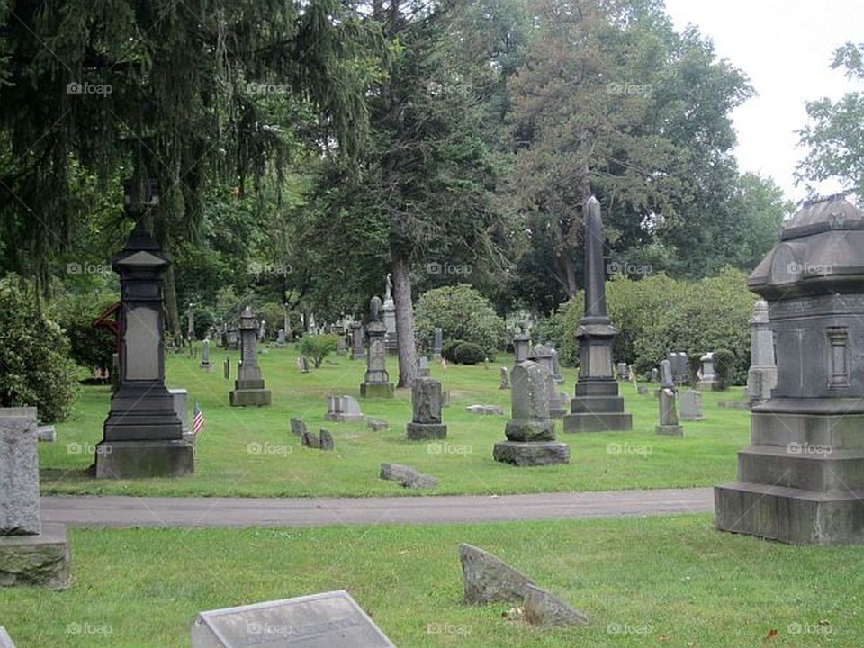 cemetery and tomb stones