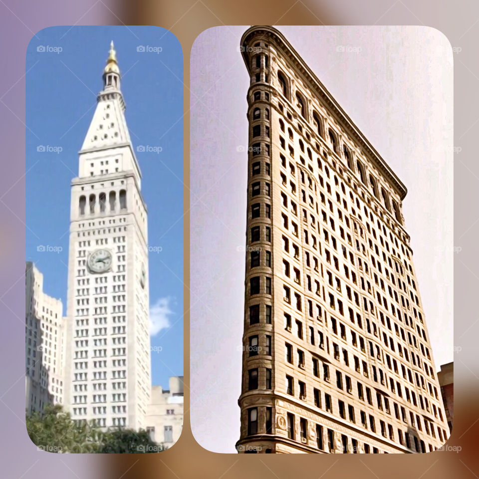 Metropolitan Life Tower & Flatiron Building, 5th Ave, Manhattan, New York City.