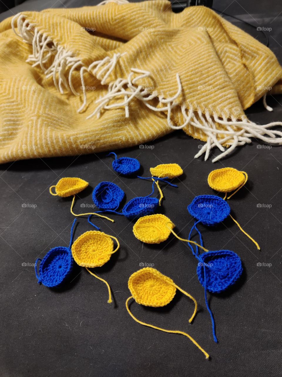 Pieces of a crochet project