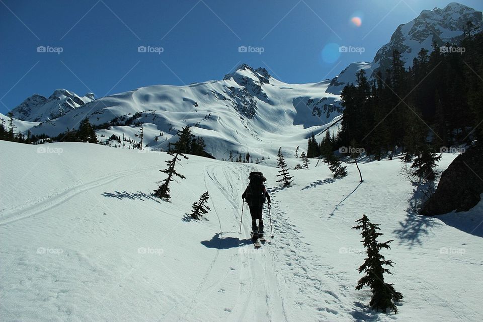 Snowy mountain hike 