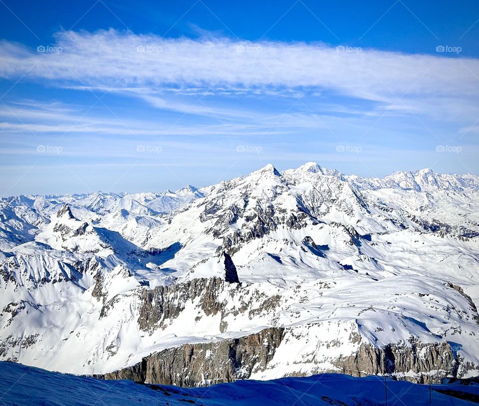 Mountain Alpes , France February 2023 . 