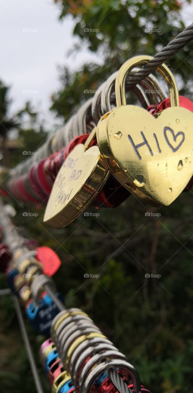 Romantic lock bridge with a cute message