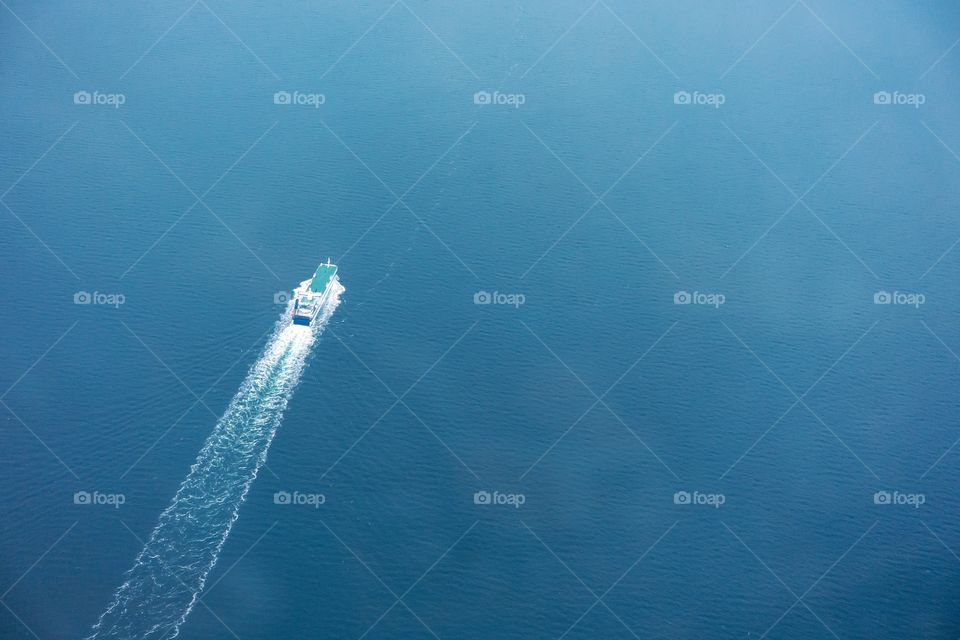 High angle view of cruise on sea