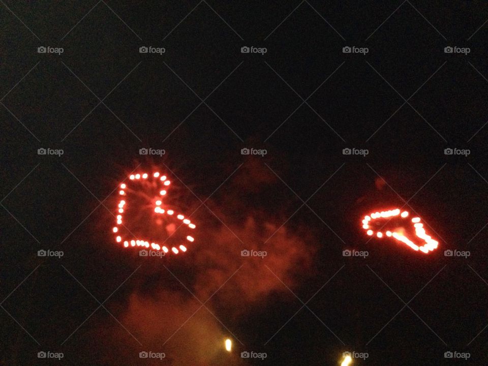 Love and fireworks. Fireworks and hearts

