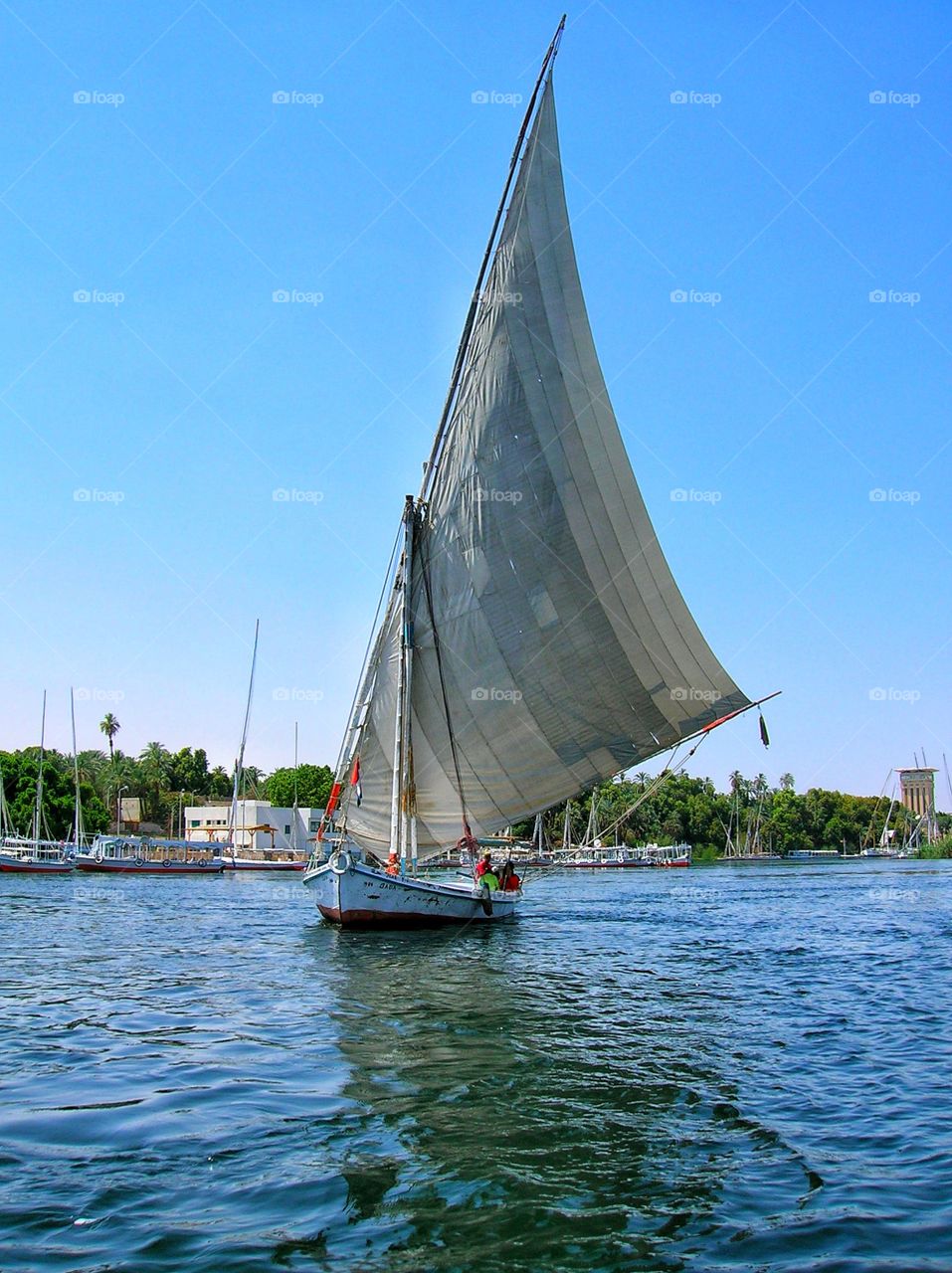 Felucca sailing on the Nile River, Luxor, Egypt.