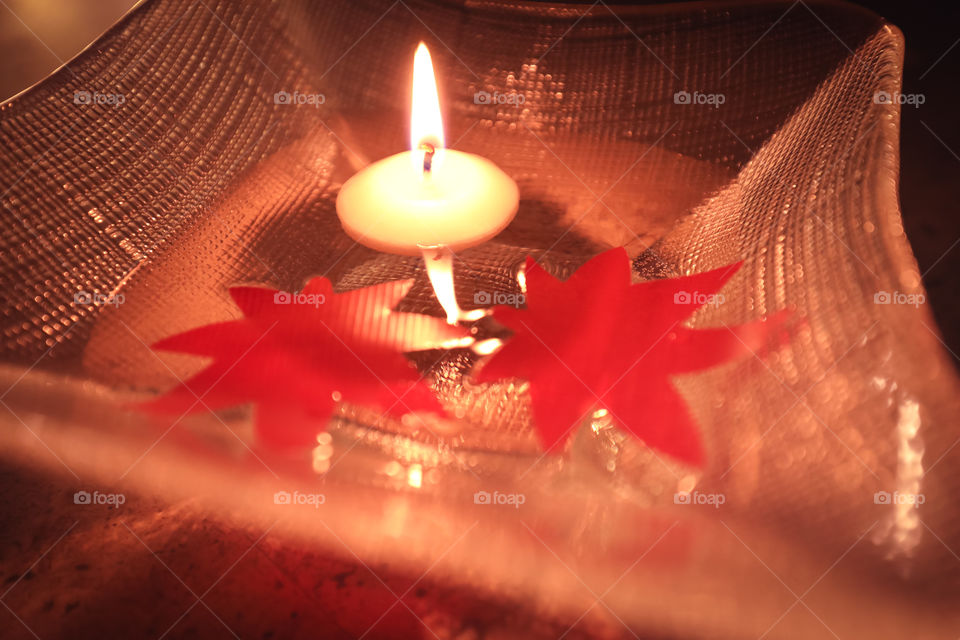 Japanese maple with floating candle to complement Autumn Japanese flavors for my dinner 🍁 