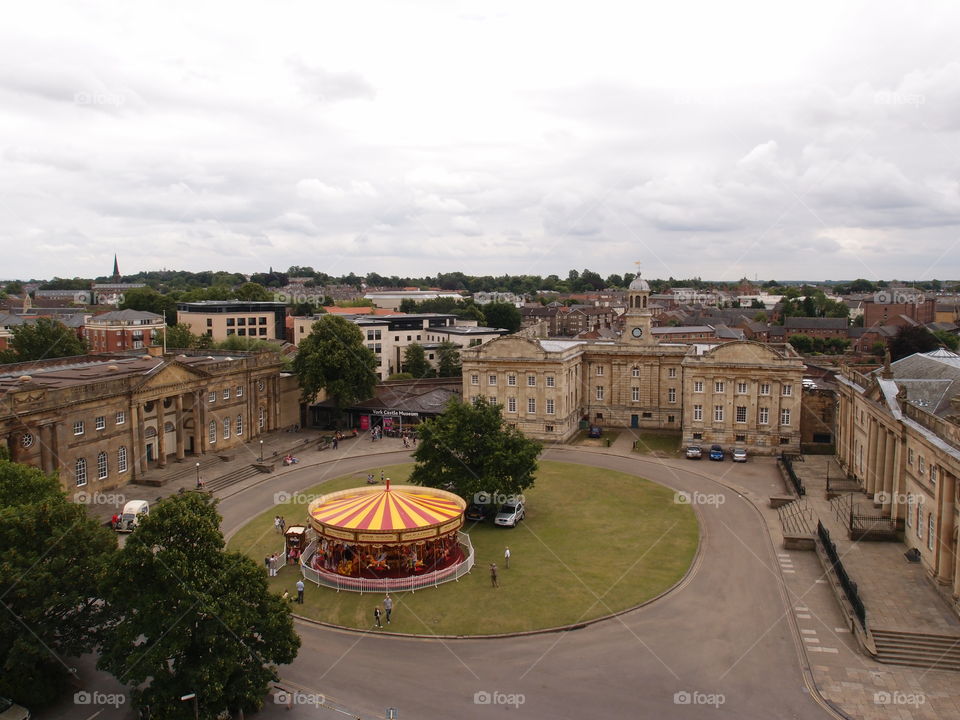 The York Museum in England with a merry-go-round on the grounds